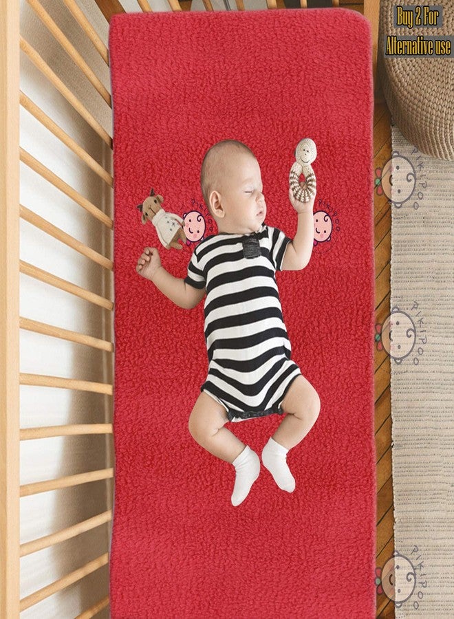 PIKIPOO High Absorbent Water Resistant Bed Protector Quickly Dry Washable Hygienic Baby Sheet Soft Breathable Smell Free Reusable Sheets for Babies Crib Matt (Medium (100 X 70 CM), Red) - Image 1