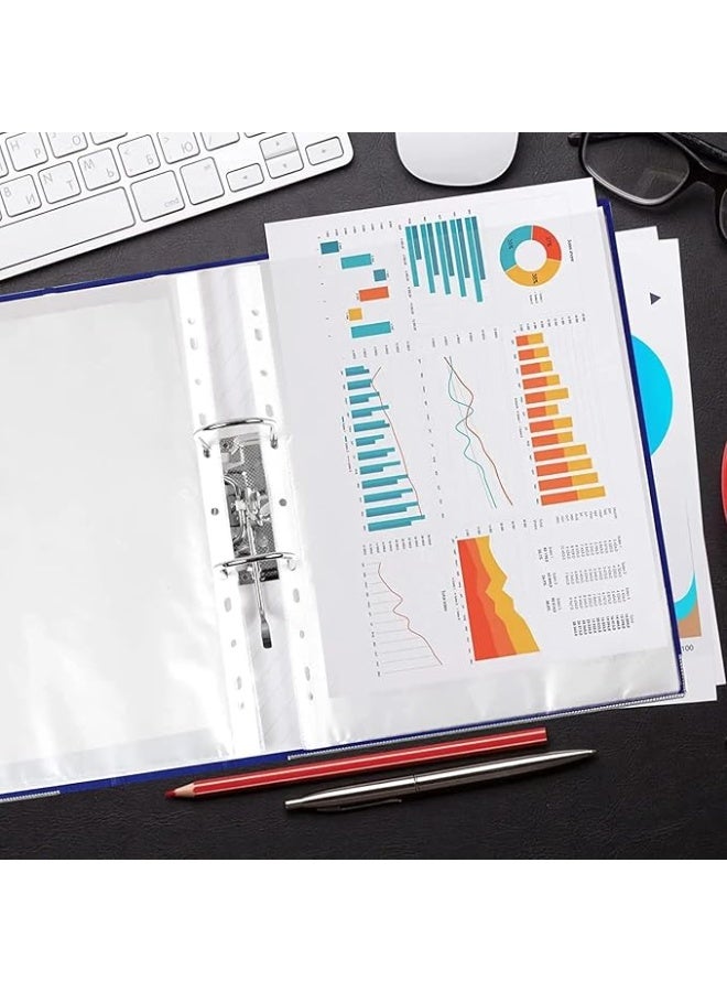حافظة ملفات بلاستيكية مثقوبة مقاس A4، حافظة ملفات شفافة صغيرة، أفضل مجلد بلاستيك للمكتب أو العمل المدرسي ، 100 قطعة - Image 5