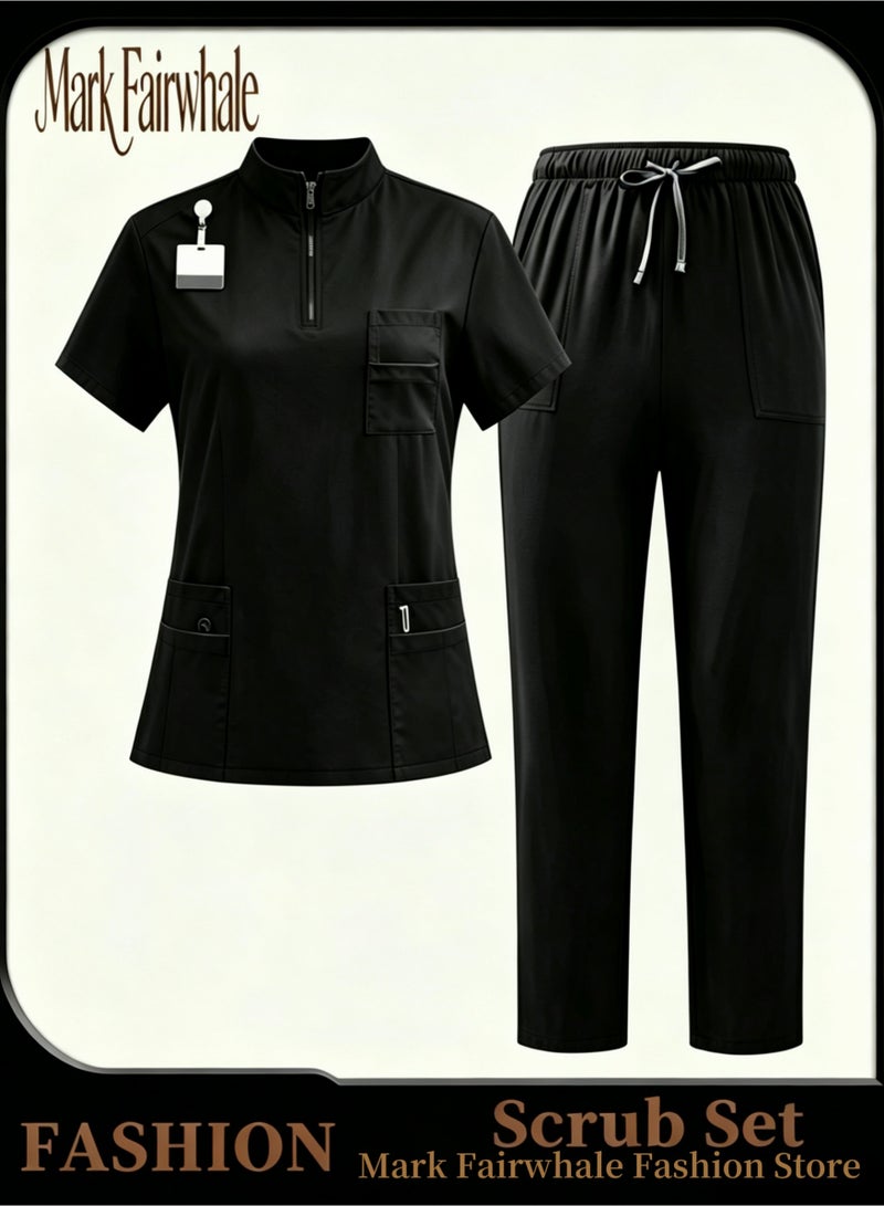 Mark Fairwhale New Minimalist Stand Up Collar Half Zipper Medical Hand Wash Suit Set - Image 1
