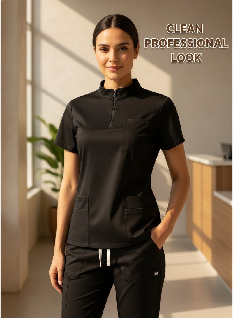 Mark Fairwhale New Minimalist Stand Up Collar Half Zipper Medical Hand Wash Suit Set - Image 3