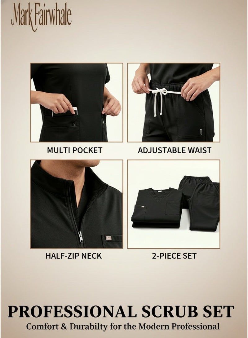 Mark Fairwhale New Minimalist Stand Up Collar Half Zipper Medical Hand Wash Suit Set - Image 2