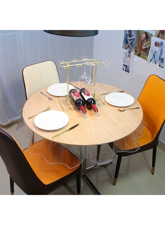 زيمي غطاء طاولة بلاستيكي شفاف شديد التحمل ذو حواف مخيطة، مقاوم للماء والزيوت والبقع، دائري (قطر 60 بوصة، 152 سم) - Image 3