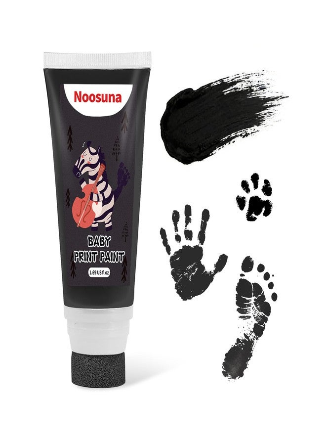 Noosuna Baby Hand and Footprint Paint with Sponge Head, Baby Safe Paint, 1.69 fl oz Non-Toxic and Washable, Dog Safe Paint for Paws Suitable for Babies and Pets, Newborn Memento, Black - Image 1