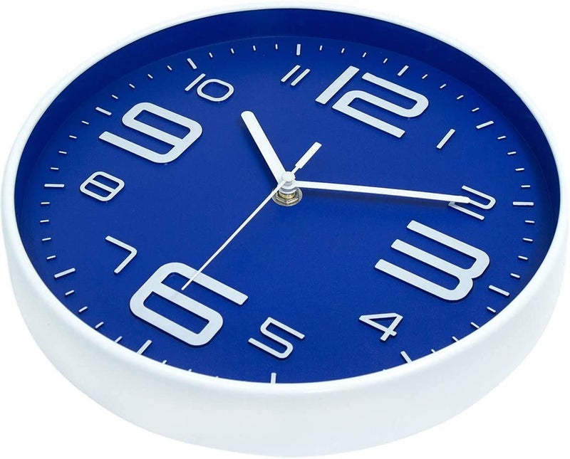 TEKCOOL Wall Clock 12" Silent Quartz Decorative Latest Wall Clock Non-Ticking Classic Clock Battery Operated Round Easy to Read for Room/Home/Kitchen/Bedroom/Office/School - Analog, Plastic Blue - Image 2