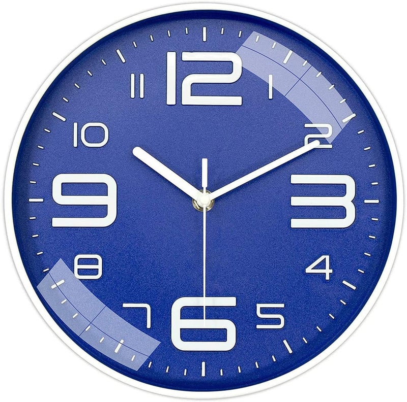 TEKCOOL Wall Clock 12" Silent Quartz Decorative Latest Wall Clock Non-Ticking Classic Clock Battery Operated Round Easy to Read for Room/Home/Kitchen/Bedroom/Office/School - Analog, Plastic Blue - Image 1