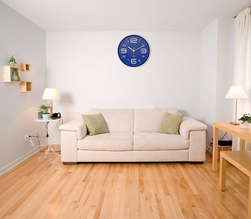 TEKCOOL Wall Clock 12" Silent Quartz Decorative Latest Wall Clock Non-Ticking Classic Clock Battery Operated Round Easy to Read for Room/Home/Kitchen/Bedroom/Office/School - Analog, Plastic Blue - Image 4