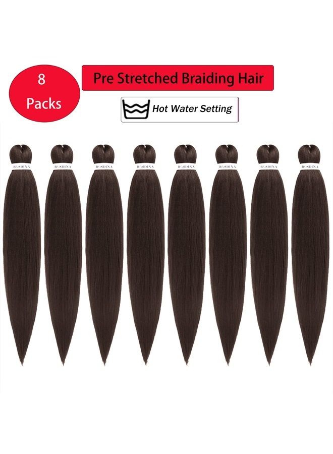 ROSDINA Pre-Stretched Braiding Hair - 28 Inch Natural Hair Extension Braiding Hair Pre-Stretched Professional Synthetic Fiber Crochet Hair Hot Water Setting for Braid Soft Yaki Texture (28”, 4#-8P) - Image 2