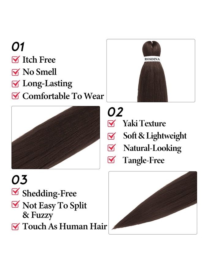 ROSDINA Pre-Stretched Braiding Hair - 28 Inch Natural Hair Extension Braiding Hair Pre-Stretched Professional Synthetic Fiber Crochet Hair Hot Water Setting for Braid Soft Yaki Texture (28”, 4#-8P) - Image 3