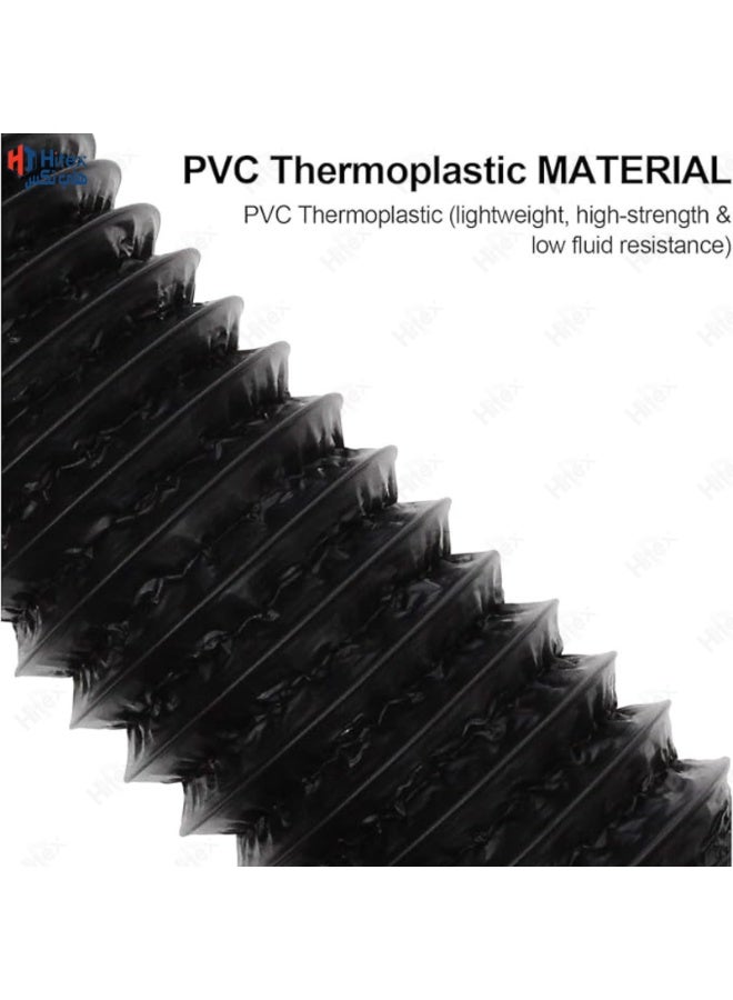 هيتكس خرطوم مرن لتهوية مجفف الملابس - قناة ألومنيوم معزولة من مادة PVC للتهوية والتدفئة والعادم وتكييف الهواء | مقاوم للحرارة العالية والتآكل مع مشابك GI (4 بوصات × 7.8 متر) - Image 5