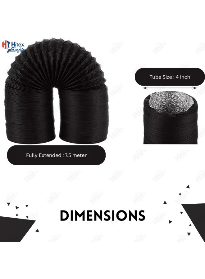 هيتكس خرطوم مرن لتهوية مجفف الملابس - قناة ألومنيوم معزولة من مادة PVC للتهوية والتدفئة والعادم وتكييف الهواء | مقاوم للحرارة العالية والتآكل مع مشابك GI (4 بوصات × 7.8 متر) - Image 2