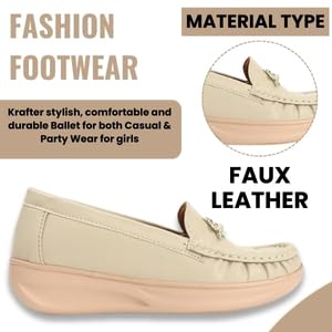 KRAFTER Women's L-Cream Leather Ballet Flat - 5 UK-M06-Crem-38 - Image 4