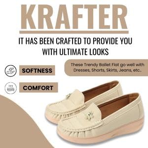 KRAFTER Women's L-Cream Leather Ballet Flat - 5 UK-M06-Crem-38 - Image 2