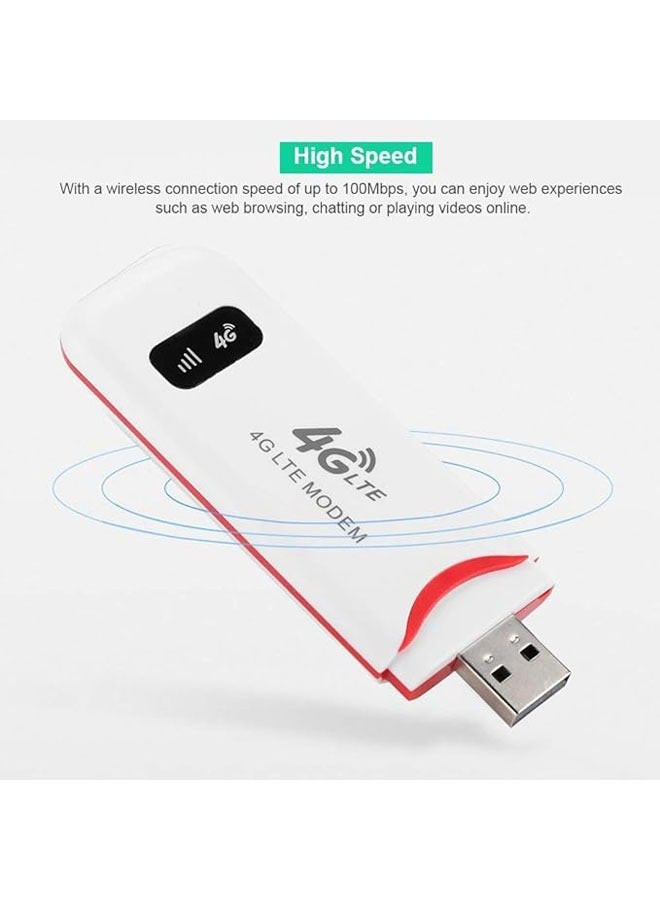 100Mbps USB WiFi Adapter Adapter, 4G LTE USB Network Adapter Wireless Portable WiFi Hotspot Router Modem Stick for Desktop Laptop, Support 32GB TF Memory Card, 10 WiFi Users - Image 2