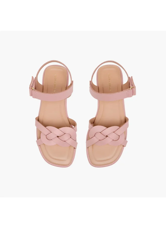 Flora Bella By Shoexpress Girls Strap Detail Sandals with Hook and Loop Closure