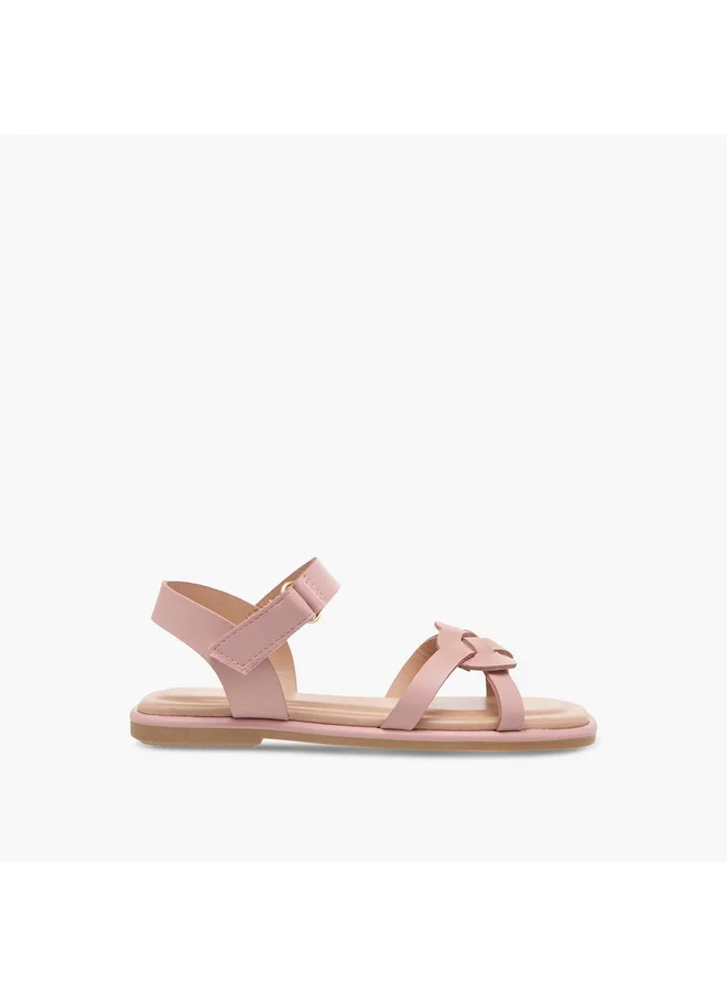 Flora Bella By Shoexpress Girls Strap Detail Sandals with Hook and Loop Closure
