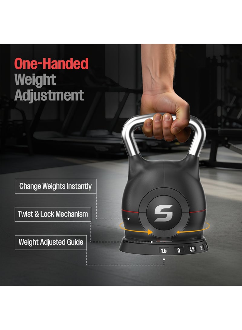 Sparnod Fitness SK-12 Adjustable Kettlebell 10kg – 7-in-1 Adjustable Weight System, One-Hand Adjustment Ergonomic Grip, Steel & ABS Build Safe, Compact Full-Body Workouts - Image 3