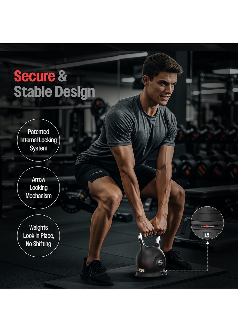 Sparnod Fitness SK-12 Adjustable Kettlebell 10kg – 7-in-1 Adjustable Weight System, One-Hand Adjustment Ergonomic Grip, Steel & ABS Build Safe, Compact Full-Body Workouts - Image 5