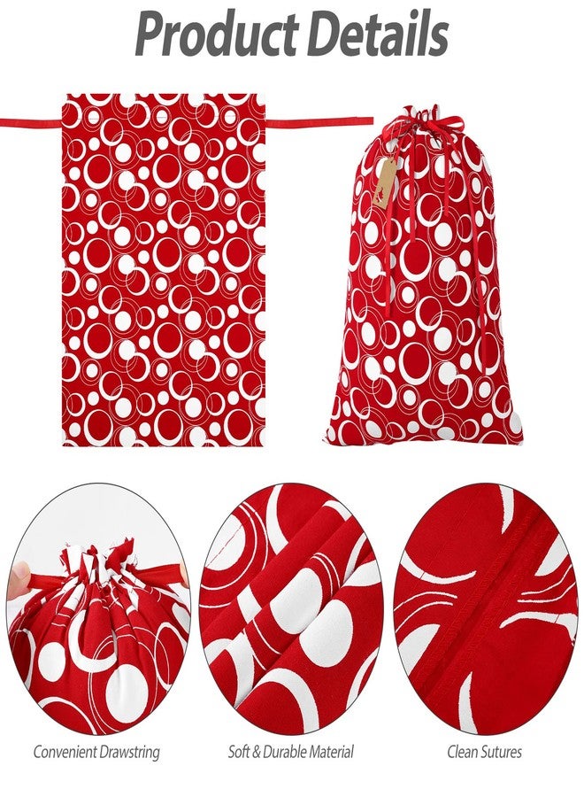 MIMIND 12 Pieces Christmas Drawstring Bag Red and White Fabric Xmas Gift Bag with Drawstring Cotton Present Wrapping Bags for Christmas Holiday Gift Giving Decorations, Assorted Sizes - Image 3