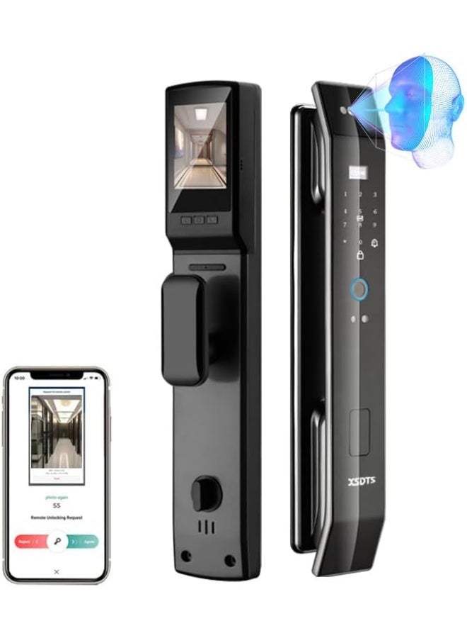 Tuya WiFi Smart Door Lock with Video Intercom, 3D Face Recognition, Fingerprint, RFID, PIN Code & App Remote Control – All-in-One Smart Security Lock - Image 1