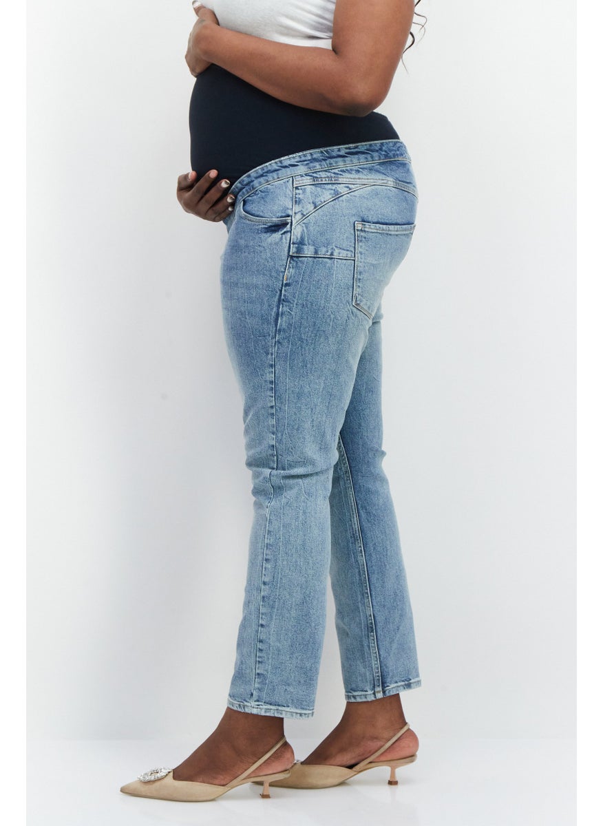 NEW LOOK Maternity Regular Fit Wash Stretchable Jeans, Blue  - Image 2