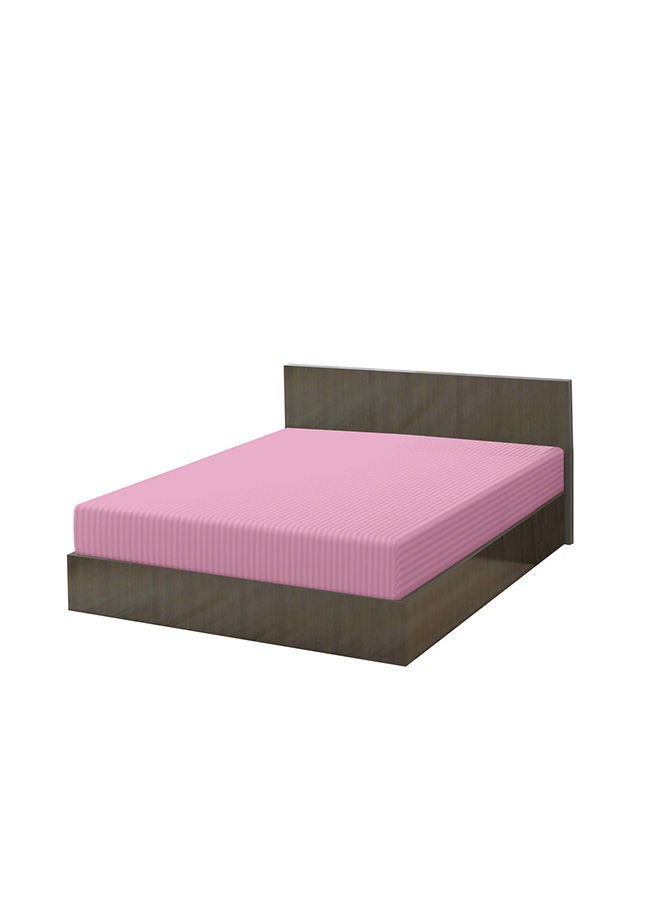 KRUDE Stripe Microfiber Baby Pink Fitted Sheet King 180 x 200 cm  - Image 2