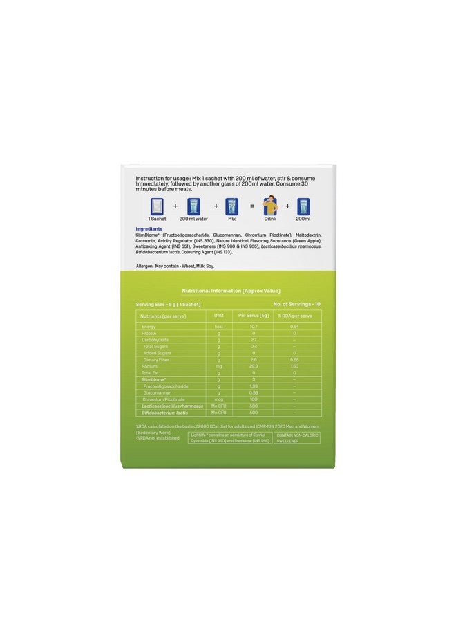 Dr. Morepen LightLife Pre-Meal Nutrition Mix by Dr.Morepen | Manages Appetite & Cravings | Refreshing Green Apple Flavor | Ideal For Men & Women | 10 Sachets | 50g - Image 2