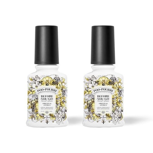 Poo-Pourri PooPourri Original Citrus 2oz BeforeYouGo Toilet Spray 2 Pack  Instantly Trap Bathroom Odor  Plant Based Ingredients  Essential Oils  No synthetic fragrance  Lemon Bergamot  Lemongrass Scent