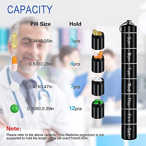 INKULTURE Portable Aluminum Alloy Medicine Organizer Box Tablets Container Case Keychain Stackable & Waterproof Travel Pill Box | Black | 01 Pcs - Image 2