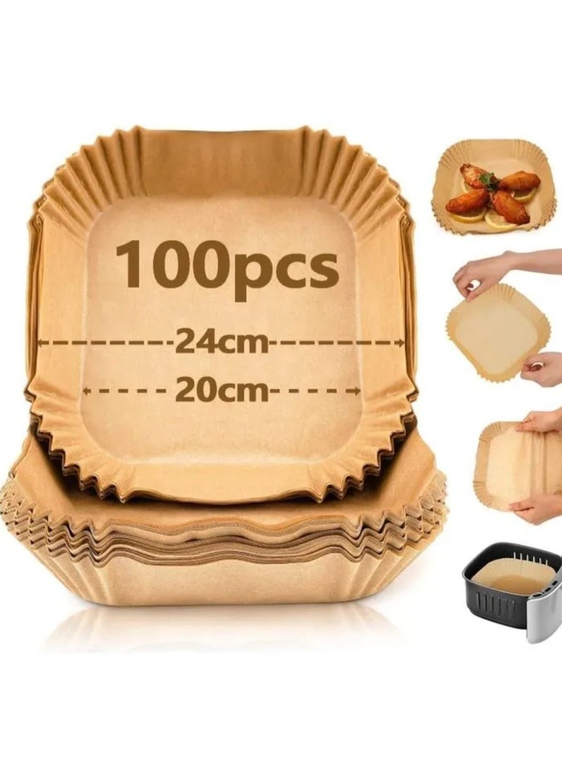 AADHVIK Air Fryer Paper Liners (100 Pcs) - Non-Stick Disposable Baking Paper for Air Fryer, Oil-Proof, Waterproof & Heat-Resistant Food-Grade Parchment for Cooking, Baking, Roasting & Frying - Image 2