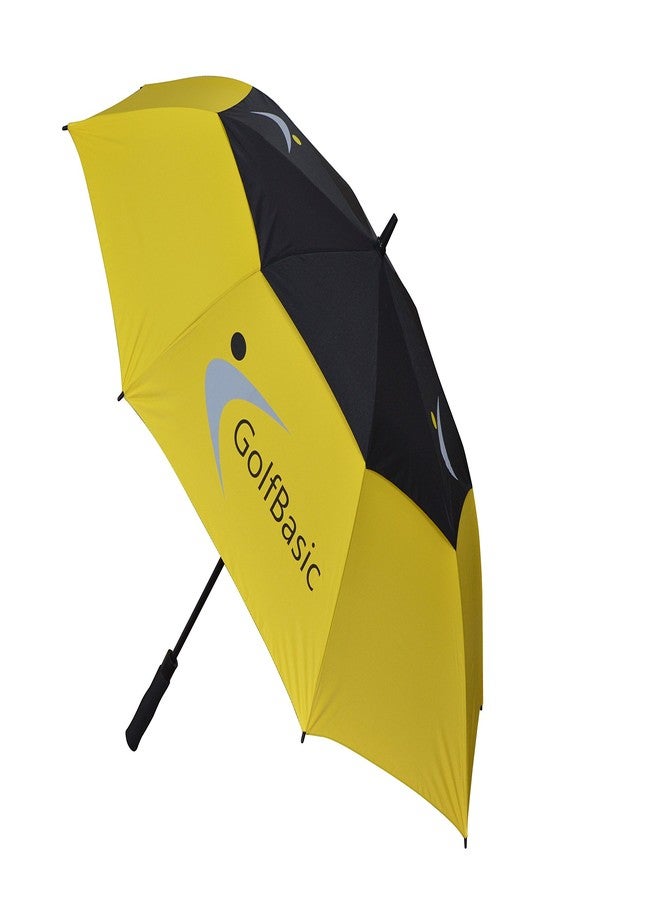 GolfBasic Full EP Coated Automatic Open Double Canopy Golf Umbrella (Yellow/Black) - Image 3
