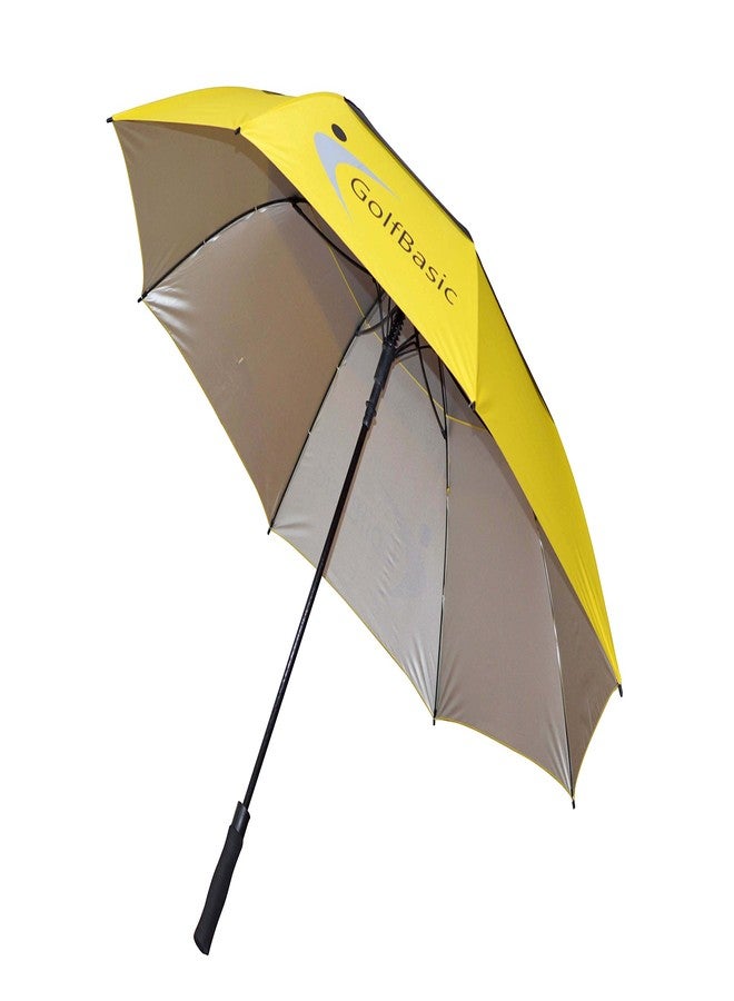 GolfBasic Full EP Coated Automatic Open Double Canopy Golf Umbrella (Yellow/Black) - Image 4
