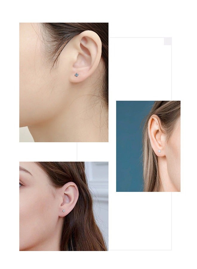 بيوند مجموعة من 3 أزواج من الأقراط المرصعة بالألماس مقاس 6 مم للنساء، أقراط بمشبك لولبي مضاد للصدأ والبهتان ومضاد للحساسية، هدية مجوهرات عصرية (ملونة) - Image 4