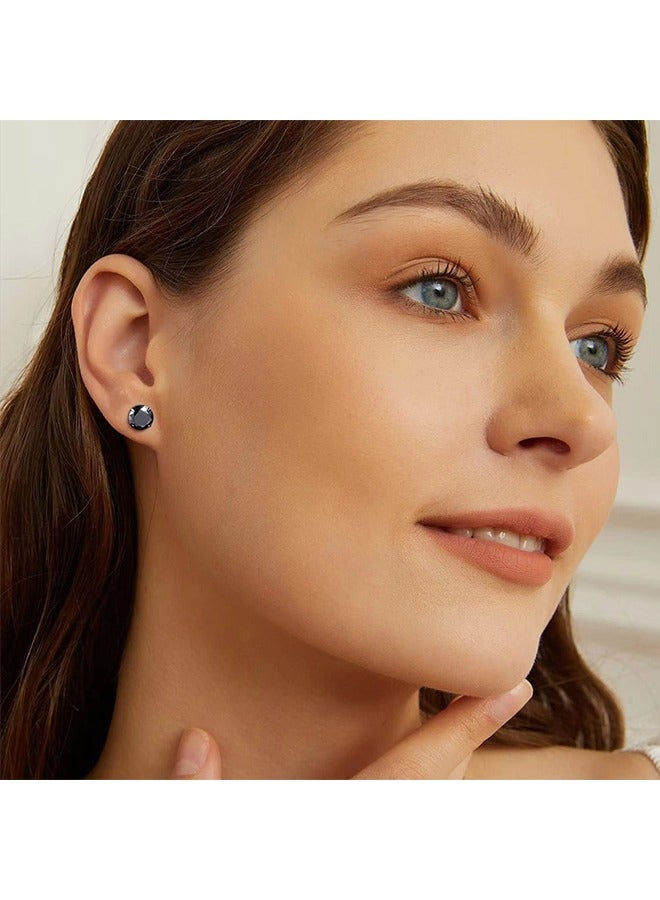 بيوند مجموعة من 3 أزواج من الأقراط المرصعة بالألماس مقاس 6 مم للنساء، أقراط بمشبك لولبي مضاد للصدأ والبهتان ومضاد للحساسية، هدية مجوهرات عصرية (ملونة) - Image 2