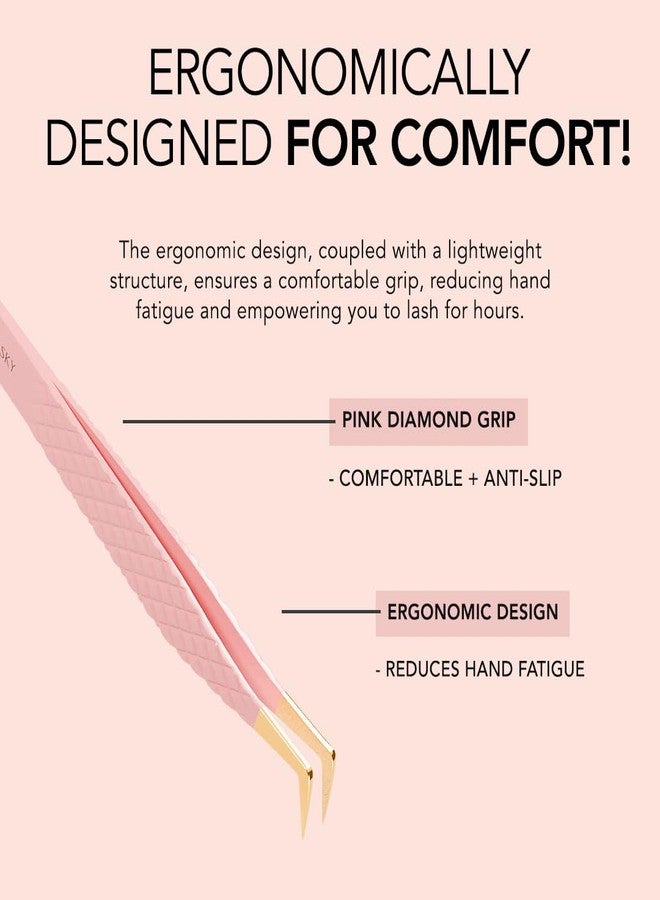 KIARA SKY LASH Tweezer for Eyelash Extensions | Precision Fiber Tip Grip | Volume, Mega Volume, and Lash Removal Fills | Comfortable Ergonomic Design | Pink and Gold, BOOT TWEEZER - Image 4