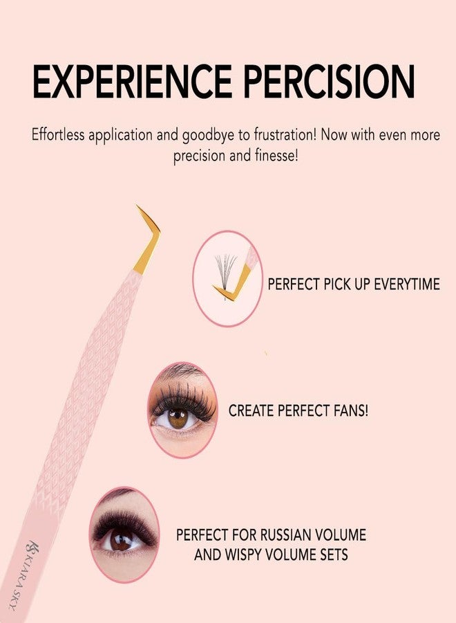 KIARA SKY LASH Tweezer for Eyelash Extensions | Precision Fiber Tip Grip | Volume, Mega Volume, and Lash Removal Fills | Comfortable Ergonomic Design | Pink and Gold, BOOT TWEEZER - Image 3