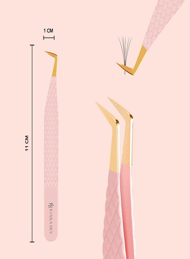 KIARA SKY LASH Tweezer for Eyelash Extensions | Precision Fiber Tip Grip | Volume, Mega Volume, and Lash Removal Fills | Comfortable Ergonomic Design | Pink and Gold, BOOT TWEEZER - Image 5