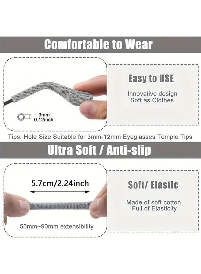 4 Pairs Black Anti Slip Glasses Ear Pads Comfortable Knitted Nose Clip Sleeves - Image 3