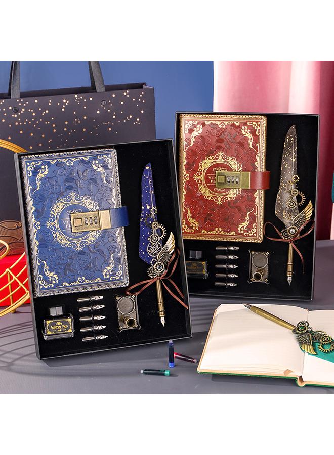 Bluejw Retro European-style Password Notebook Gift Box Hand Account Suit With Lock Hand Account Book For Boys And Girls Cute Cartoon Girls - Image 3