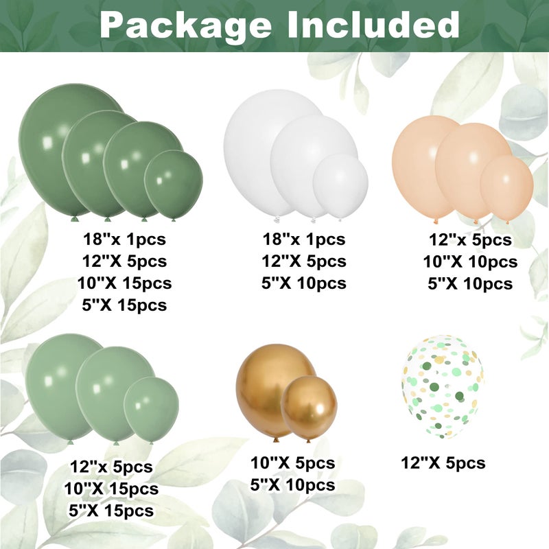 Amandir 145Pcs Baby Boxes Sage Green Baby Shower Decorations, Olive Green Balloon Garland Kit 4 Baby Blocks Gold Letter for Gender Neutral Boy Girl Safari Jungle Birthday Baptism Party Supplies - Image 3