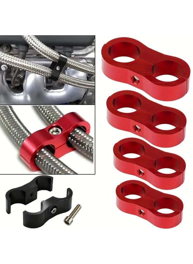 2pcs AN6 Red Aluminum Alloy Hose Clamps For Automotive Oil Pipe Organization - Image 1