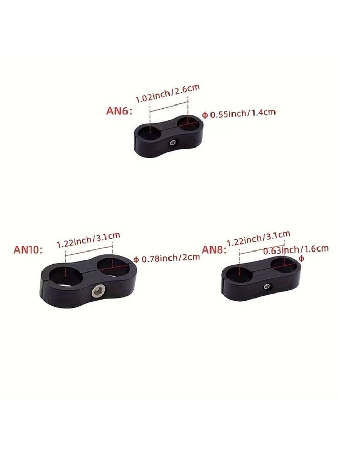 2pcs AN6 Red Aluminum Alloy Hose Clamps For Automotive Oil Pipe Organization - Image 2