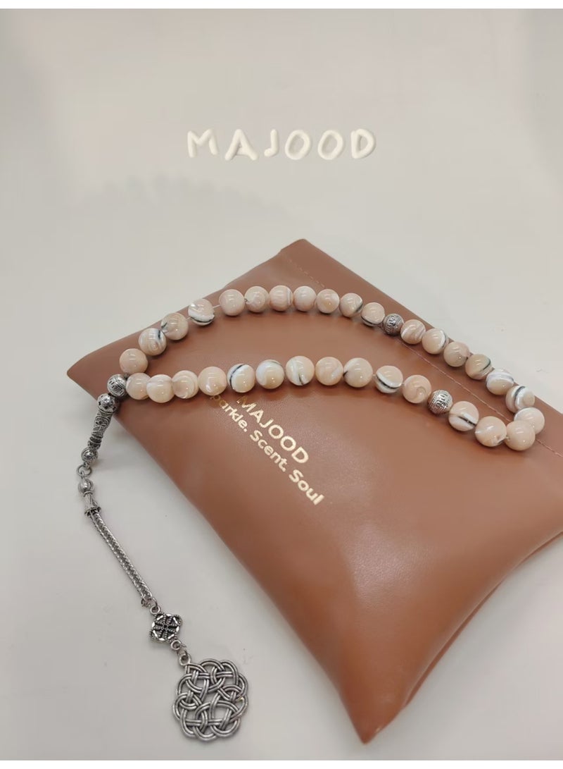 MAJOOD 33 Natural Mother Of Pearl Prayer Beads/Tasbih/10cm - Image 1