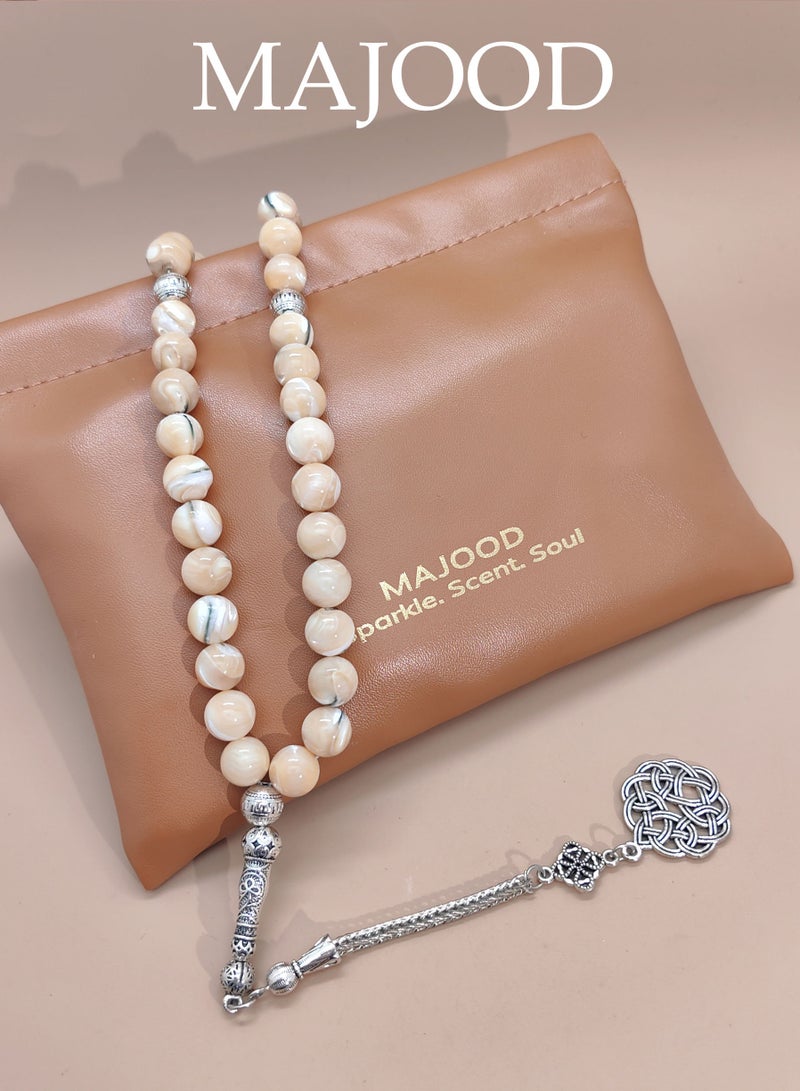 MAJOOD 33 Natural Mother Of Pearl Prayer Beads/Tasbih/10cm - Image 2