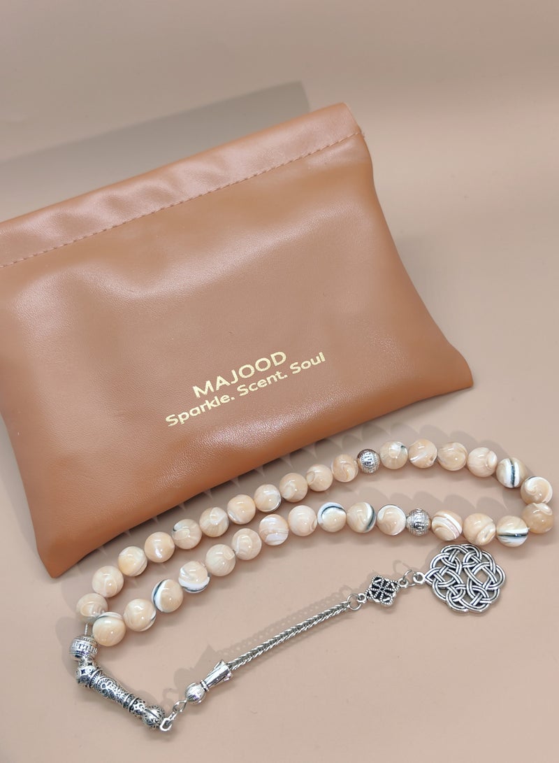 MAJOOD 33 Natural Mother Of Pearl Prayer Beads/Tasbih/10cm - Image 3