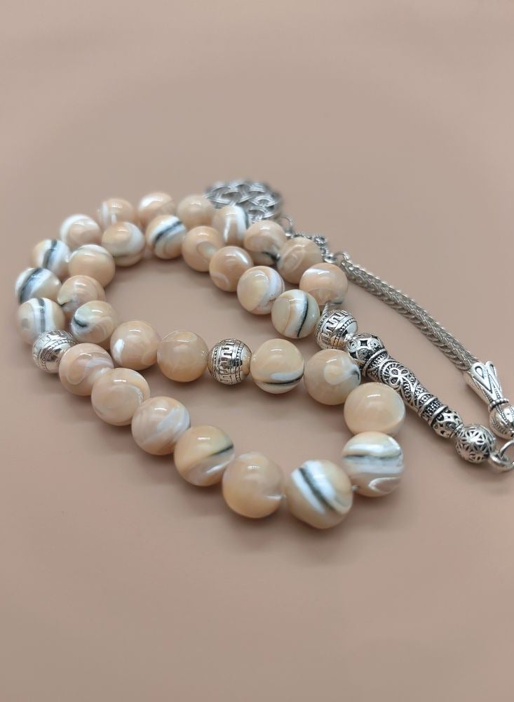 33 Natural Mother Of Pearl Prayer Beads/Tasbih/10cm