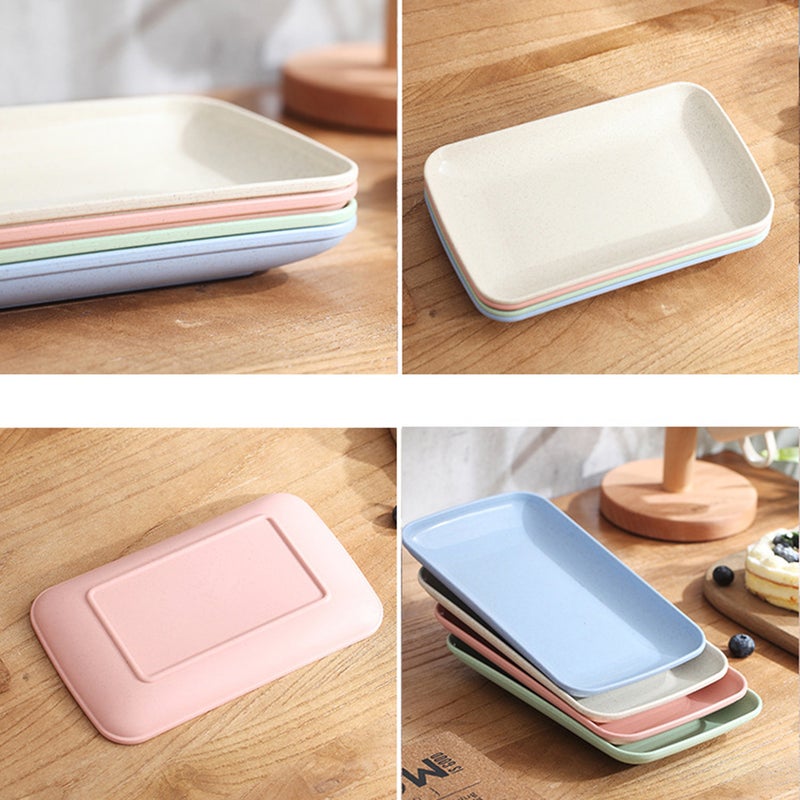 4pcs Dishes Household Dinner Plate Food Plate Microwave Oven Available Home Kitchen Utensils ( , Green, , Beige) - Image 1
