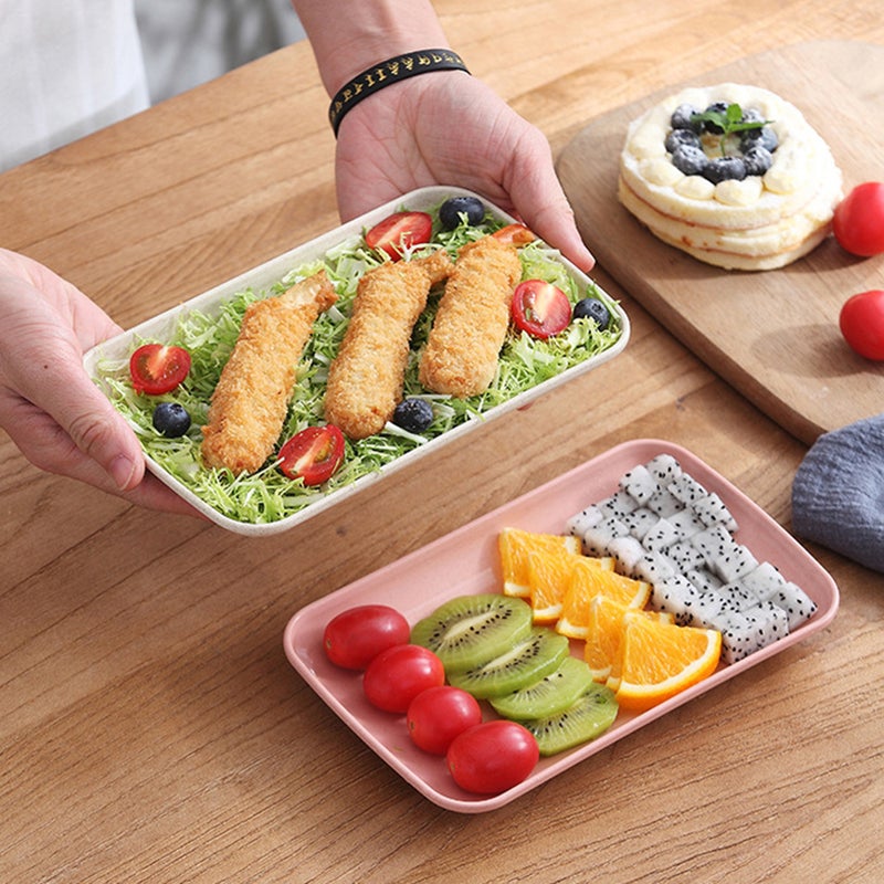 4pcs Dishes Household Dinner Plate Food Plate Microwave Oven Available Home Kitchen Utensils ( , Green, , Beige) - Image 5