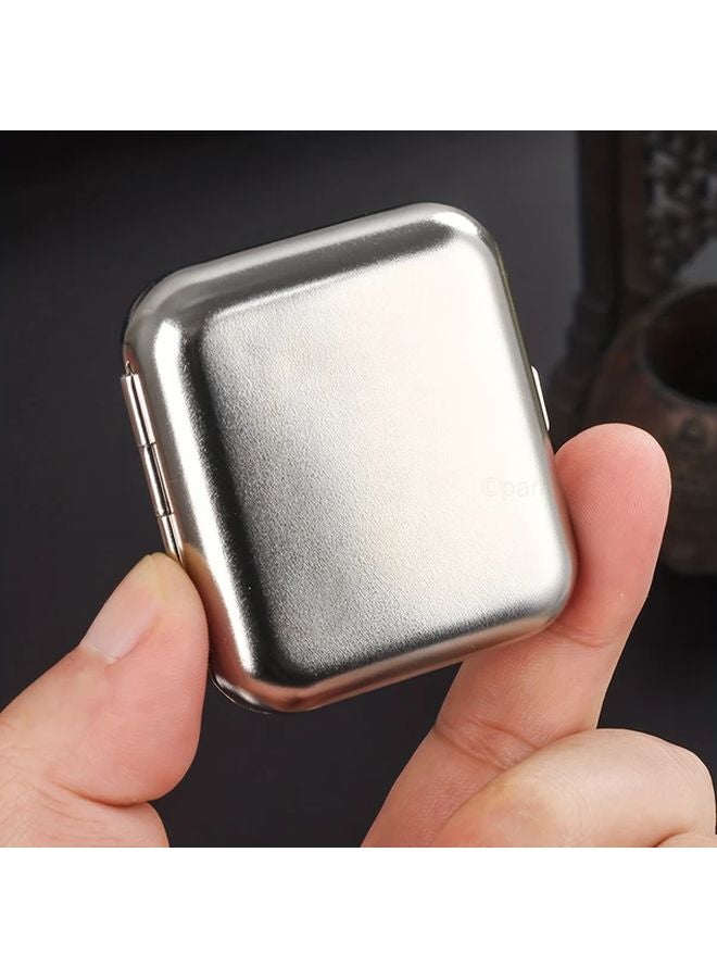 Silvery Portable Mini Stainless Steel Ashtray Square Design For Travel Home Office - Image 4