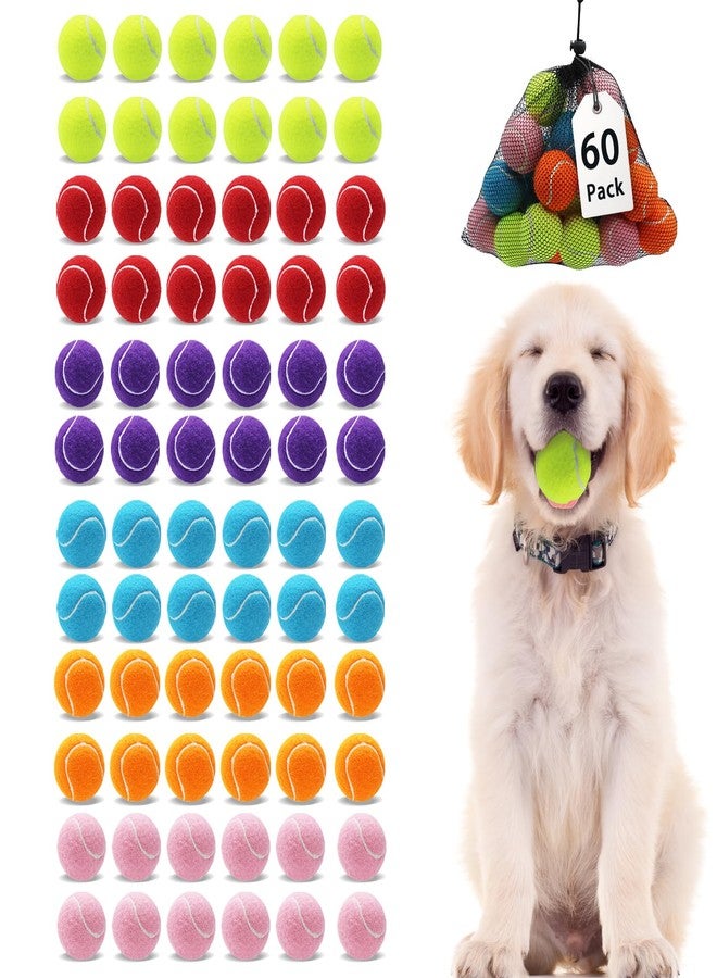 Magicorange كرات تنس صغيرة من ماجيك أورانج، عبوة من 60 كرة تنس مقاس 2 بوصة للكلاب، كرة لعب ملونة سهلة الإمساك للكلاب الأليفة (متعددة الألوان) - Image 1