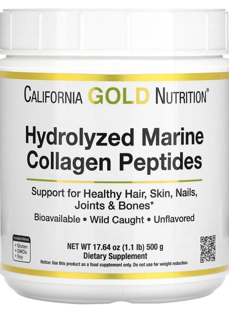 California Gold Nutrition Hydrolyzed Marine Collagen Peptides, Unflavored, 17.64 oz (500 g) 